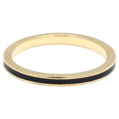 Add a touch of elegance to your jewelry collection with this stunning Hidalgo thin band ring. Crafted from luxurious 18k yellow gold and accented with sleek black enamel, this designer ring offers a chic, modern look perfect for everyday wear or special occasions. Ring Size 6.25 Rise Off Of Finger: 1.5 mm Width: 2 mm Weight: 1.5 mm / 2.4 grams Stamps: "750 HIDALGO" Ring Sizings & Modifications: * We are happy to assist in any ring sizings so that the ring may fit you perfectly upon arrival! - Pl 18k Yellow Gold Ring, Ring Black, Yellow Gold Ring, Black Enamel, Black Rings, Look Chic, Band Ring, Ring Designs, Gold Ring