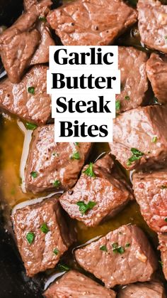 some meat is cooking in a pan on the stove top and green garnish