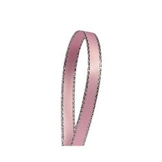 a pink ribbon with black and white dots on the end, in front of a white background