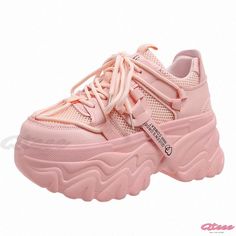 Elevate Your Style with Breathable High-Heeled Shoes Chunky Sneakers Women, Platform Tennis Shoes, Platform Casual Shoes, High Platform Shoes, Sneakers Women, All About Shoes, Round Toe Heels, Chunky Platform, Chunky Sneakers