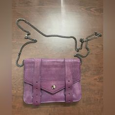 Purple Leather With Silver Hardware Wallet On Chain Very Unique Piece Proenza Schouler Bag, Wallet On Chain, Purple Leather, Chain Bag, Chain Bags, Proenza Schouler, Silver Hardware, Color Purple, Crossbody Bags