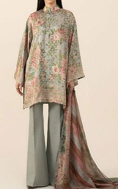 Laurel Green Satin Suit -  Pakistani Chiffon Dresses