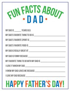 father's day card with the words fun fact about dad on it and an image of