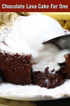 chocolate lava cake for one with ice cream on top