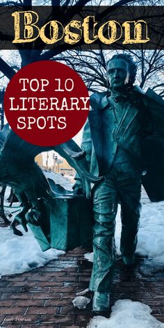 the boston top 10 library spots in winter with text overlay that reads boston top 10 library spots