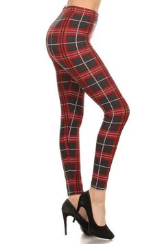 Dark Grey Red Tartan Plaid Leggings Multicolor Maxi Dress, Very Short Dress, Plaid Leggings, Animal Print Leggings, Buy Leggings, Outfit Chic, Lined Leggings, Rockabilly Dress, Cap Dress