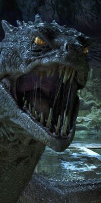 a close up of a dinosaur with its mouth open