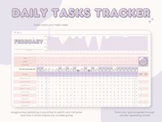 the daily task tracker is displayed in purple and white colors, with an arrow pointing to it