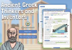 an ancient greek thinker and inventors activity sheet with text overlaiding it