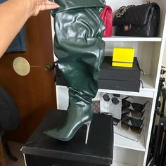 Liliana 6,Hunter Green.New In Box Green High Heel Synthetic Boots, Green Synthetic Heels For Fall, Hunter Green, Over The Knee, Over The Knee Boots, Knee Boots, Green Colors, Women Shoes, Green