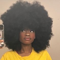 Black Afro Aesthetic, Fluffy 4c Hair, Long 4c Hair Aesthetic, Afro Covering Eyes, Long 4c Natural Hair Inspiration, Women With Afros, Afro Hair Aesthetic