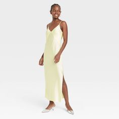 Women's Midi Slip Dress - A New Day™ : Target Summer Midi Sleeveless Dress For Date Night, Fitted Slip Dress For Vacation, Spring Midi-length Lined Slip Dress, Summer Sleeveless Dress For Date Night, Sleeveless Maxi Dress For Spring Date Night, Lined Sleeveless Dress For Summer Date Night, Lined Sleeveless Dress For Date Night In Summer, Fitted V-neck Slip Dress For Spring, Fitted Summer Slip Dress For Date Night