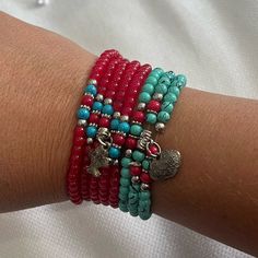 New Without Tags Wrapped Set Of 2 Bracelets! Red Wraps Around 5 Times Turquoise Wraps Around 3 Times Gorgeous Pieces One Of A Kind Offers Welcome Shipping Next Business Day!!! Bracelets Red, Wrap Bracelets, Wrap Around, Womens Jewelry Bracelets, Jewelry Ideas, Wrap Bracelet, Women Jewelry, Turquoise, Tags