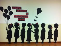 silhouettes of children holding balloons and saying leaving shadows by kindergartian behind