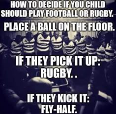 an image of rugby players with the words how to decide if you child should play football or rugby