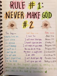 a note with the words rules 1 never make god 2 and 3 written on it