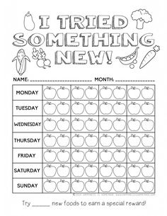 i tried something new worksheet for kids to do with the school year's calendar