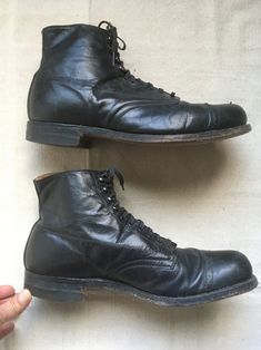 Vintage 20s Mens Black Leather Cap Toe Steel Toe Lace up Ankle - Etsy Corcoran Boots, 20s Men, 1920s Shoes, Victorian Men, Combat Boots Style, Men In Heels, Mens Ankle Boots, Men’s Boots, Mens Leather Boots