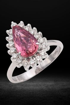 a pink tourmaline and diamond ring