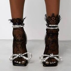 Pyramid Heels, Mantle Decorating, A Perfect Marriage, Heels Aesthetic, Dagger Tattoo, Diamond Bows, Tattoo Black, Bow Pumps, Ankle Heels