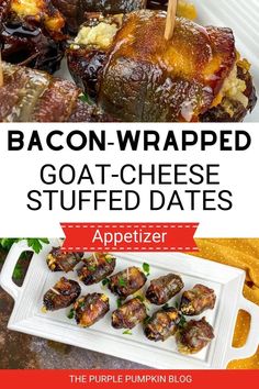 bacon wrapped goat - cheese stuffed dates are the perfect appetizer for any party