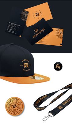 the hat and lanyard are designed to look like it has gold foil on it