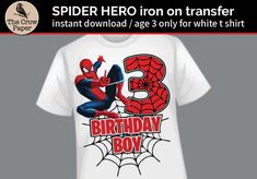 spiderman birthday shirt with the number three on it