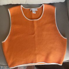 Brand New Never Worn Size Xl No Stains Or Rips Retro Ribbed Summer Top, Retro Ribbed Tops For Summer, Retro Knit Tops For Spring, Orange Ribbed Tops For Spring, Orange Loungewear Top For Spring, Orange Spring Loungewear Top, Silk Cami Top, Ripped Women, Knitted Crop Tank Top