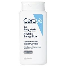 Developed with dermatologists, CeraVe SA Body Wash for Rough and Bumpy Skin with Salicylic Acid cleanses and exfoliates while helping to restore the protective skin barrier with 3 essential ceramides. With ceramides 1, 3 and 6-II Salicylic Acid Lactic Acid Made in United States Developed with dermatologists, CeraVe SA Body Wash for Rough and Bumpy Skin with Salicylic Acid cleanses and exfoliates while helping to restore the protective skin barrier with 3 essential ceramides. With ceramides 1, 3 Rough And Bumpy Skin, Liquid Body Wash, Cerave Skincare, Rough Bumpy Skin, Best Body Wash, Exfoliating Body Wash, Extremely Dry Skin, Bumpy Skin, Body Acne