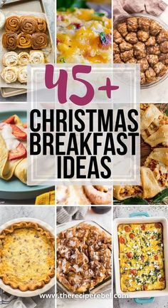 a collage of christmas breakfast ideas with text overlay that reads, ust christmas breakfast ideas