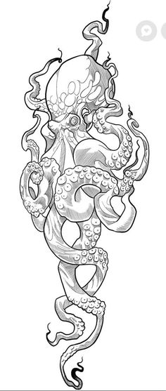 an octopus tattoo design on a white background