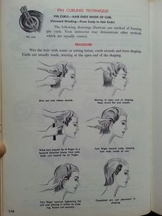 Milady Standard Textbook of Cosmetology 1965 edition Historical Hairstyles, Wet Set, Cosmetology School, Latest Bracelets, Curl Pattern, Pin Curls, Healthy Hair Tips, Pin Up Hair, Hair Setting