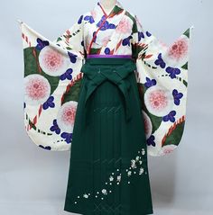 Green Japanese Kimono set that includes everything you need.  From Kimono robe to hakama pant to obi belt and sashes...we've got you covered! This kimono set would be a perfect for your Graduation ceremony, any events, party, wedding, ect... Item: Furisode Kimono & Hakama , Obi, Jyuban set No.ktm185 Size: US Free size / Kimono Weidth 26.7inch (68cm), Length 41inch (105cm) Hakama : Please pick your size, M: 35.8inch (91cm) length: suitable height 60inch-62.9inch (153cm -160cm) L : 37.4inch (95cm) Green Kimono Sleeve Sets For Spring, Green Sets With Kimono Sleeves For Spring, Spring Green Sets With Kimono Sleeves, Traditional Green Kimono For Spring, Green Kimono With Kimono Sleeves For Tea Ceremony, Kimono Hakama, Hakama Pants, Furisode Kimono, Kimono Set