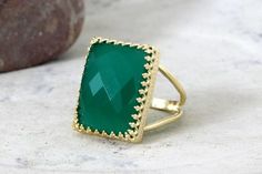 Elegant Emerald Ring With Rectangular Stone For Wedding, Elegant Wedding Emerald Ring With Rectangular Stone, Elegant Rectangular Emerald Wedding Ring, Square Elegant Rings For Formal Occasions, Elegant Square Rings For Formal Occasions, Elegant Emerald Ring With Rectangular Stone, Elegant Emerald Promise Ring With Rectangular Stone, Elegant Rectangular Gemstone Rings, Elegant Gold Rectangular Emerald Ring