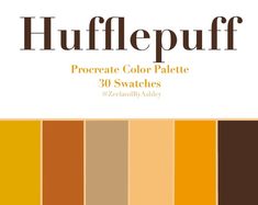 the color palette is brown, yellow and orange with words that say'fluff puff '