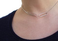 a fun and very comfortable sterling silver choker paper clips are just like real, so they perfectly work as a necklace closure with minimalistic silver chain necklace total length is 36 cm, let me know if you want it shorter or longer Paper Clip Necklace, Silver Hair Pin, Handmade Hoop Earrings, Space Jewelry, Sterling Silver Choker, Geek Jewelry, Fun Jewelry, Punk Jewelry, Silver Choker