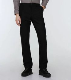 Crafted from 100% fine virgin wool, these straight-leg Eykur pants from Ranra come in a timeless black hue with a comfortable wider silhouette perfect for showing off on your Instagram feed. Featuring a cotton lining, belt loops, zipper fly with button fastening, and roomy side and back pockets, they are tailored in Italy from a mid-weight virgin wool made for both style and sophistication. Sitting low on the hips with a slim yet not skin-tight leg, these classic pants will become your go-to bot Clothing Pants, Classic Pants, Wool Pants, Tailored Pants, Slim Leg, Personal Shopping, Color Names, Classic Black, Men's Clothing