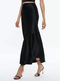 Flowy Silk Maxi Skirt, Midi Length, Flowy Silk Midi Maxi Skirt, Silk Midi Length Maxi Skirt, Elegant Silk Bottoms For Date Night, Elegant Bias Cut Maxi Skirt For Summer, Chic Bias Cut Skirt With Relaxed Fit, Chic Bias Cut Relaxed Skirt, Elegant Full Length Summer Skirt, Flowy Maxi Skirt For Date Night