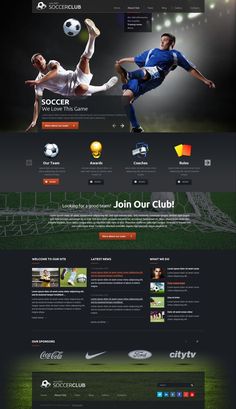 an image of a soccer website design