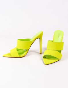 Step into the castle, queen in these sassy lime green heels! Bright and modern, you're sure to have all eyes on you in these fun shoes. Sole: Vulcanized rubber Insole: Padded Closure: Slip on, adjustable laces Upper: Manmade FIT & DIMENSIONS The Once Upon A Lime Heel fits true to size. Platform: ~.25"" Heel: ~3.5" Width: Normal Our model wears a size 8 and preferred the size 8 in this style. RETURN POLICY WE ONLY OFFER STORE CREDIT FOR RETURNS – We do not issue refunds back to the original m Casual Neon Yellow High Heels, Neon Yellow Heels, Lime Green Open Toe Party Heels, Lime Green Heels, Neon Yellow Fitted High Heels, Lime Green High Heels, Green Heels, Go Green, All About Eyes