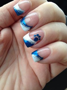 Paw Prints Nail Designs, Puppy Dog Nails, Puppy Paw Nail Designs, Dog Themed Nails Art Ideas, Paw Print Acrylic Nails, Dog Print Nail Designs, Nails With Dog Design, Paw Print Nail Designs Dog Lovers, Sports Nails Designs