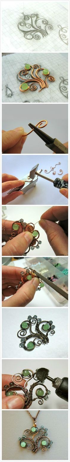 the process of making necklaces with scissors