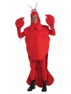 a man in a red lobster costume