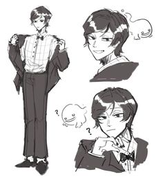 some sketches of people in suits and ties