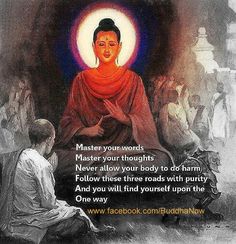 the buddha is sitting in front of an image with words above it that say, master your