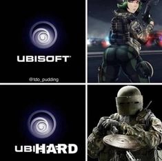 four different logos for ubisoft, truth lies and ushaad are shown