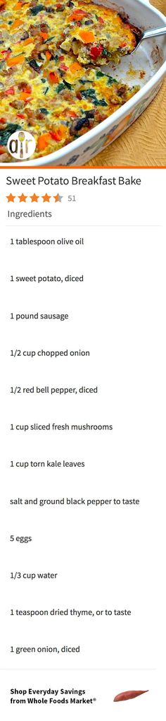 the recipe for baked potato breakfast bake is shown