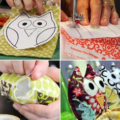 four different pictures showing the process of making decorative items