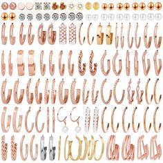 PRICES MAY VARY. Package included: You will get 62 pairs different sizes and styles rose gold hoop earrings for women, including pearl earrings, chunky hoop earrings, rectangular earrings, kink earrings, twisted earrings, big hoops, small hoops, cubic zirconia earrings. Each is a different style, adding a beautiful comprehensive set to your earring collection. satisfy ladies different everyday dress up demands. Different women studs earrings have different glamour. Premium material: Our women ea Cheap Small Hoop Earrings As Gift, Twisted Earrings, Special Gifts For Him, Rectangular Earrings, Earring Styles, Popular Earrings, Rose Gold Hoop Earrings, Statement Hoop Earrings, Bling Earrings