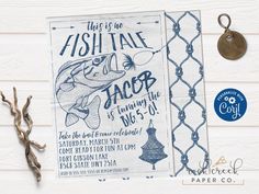 this is an image of a fish tale birthday party printables with tags on them